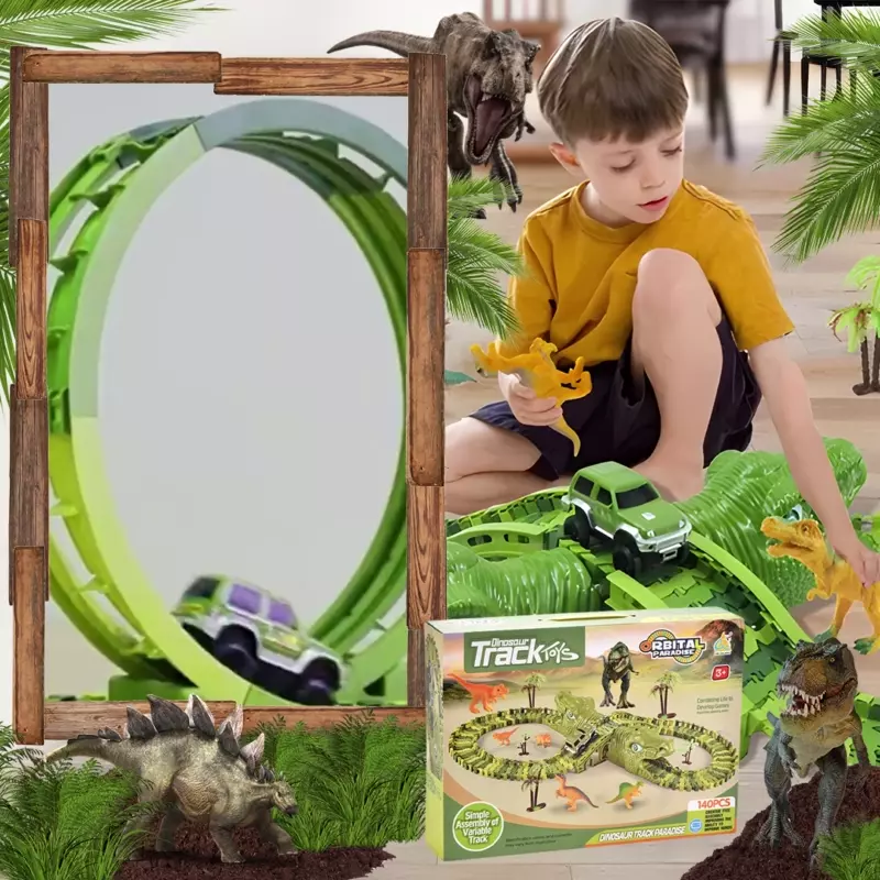 Čarobna trkaća staza s dinosaurom i 140 dijela