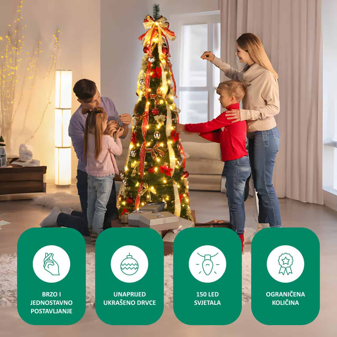 InstaTree ™ Pop-up božićno drvce (180cm x 65cm) - Slika 5