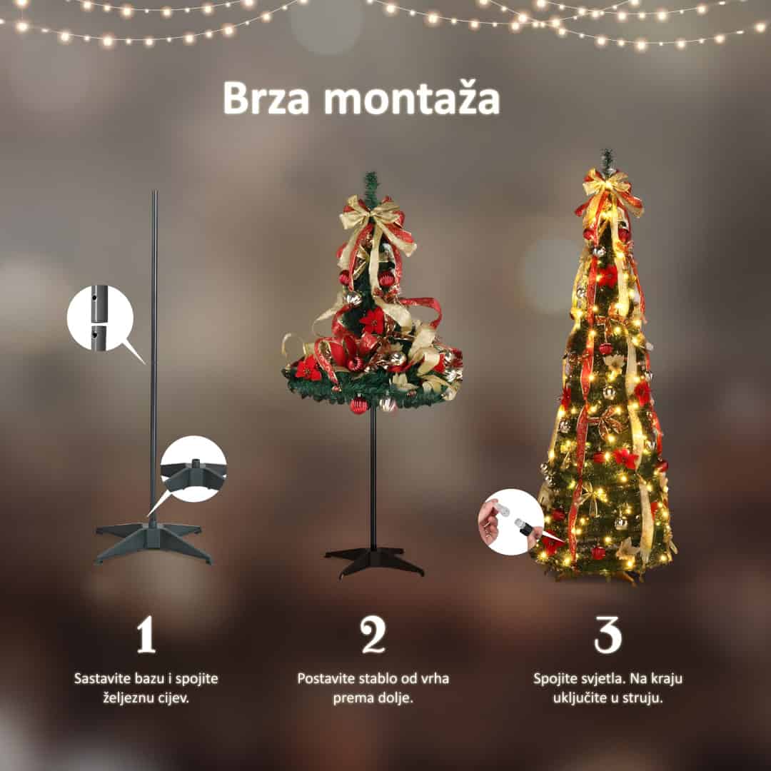 InstaTree ™ Pop-up božićno drvce (180cm x 65cm) - Slika 6