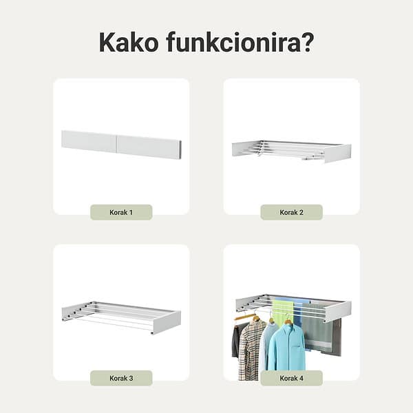NINJARACK™ SKLOPIVI ZIDNI STALAK ZA SUŠENJE - Slika 4