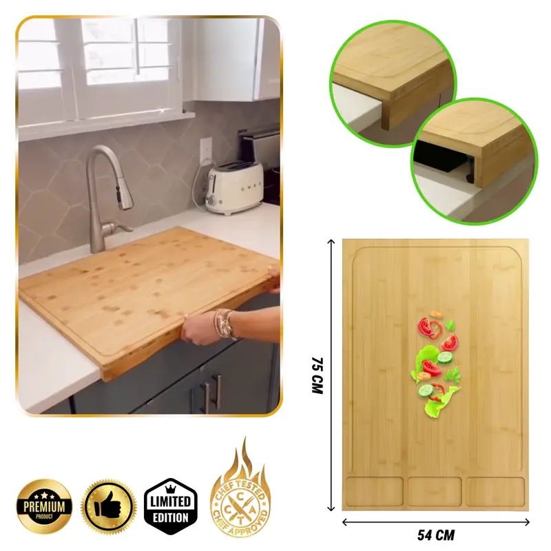 BambooCraft™ - Daska za rezanje od bambusa ekstra velika s uklonjivim nogama