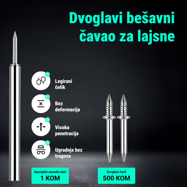 Alternative view of Naox™ - Set od 500 dvostrukih čavala za lajsne s alatima