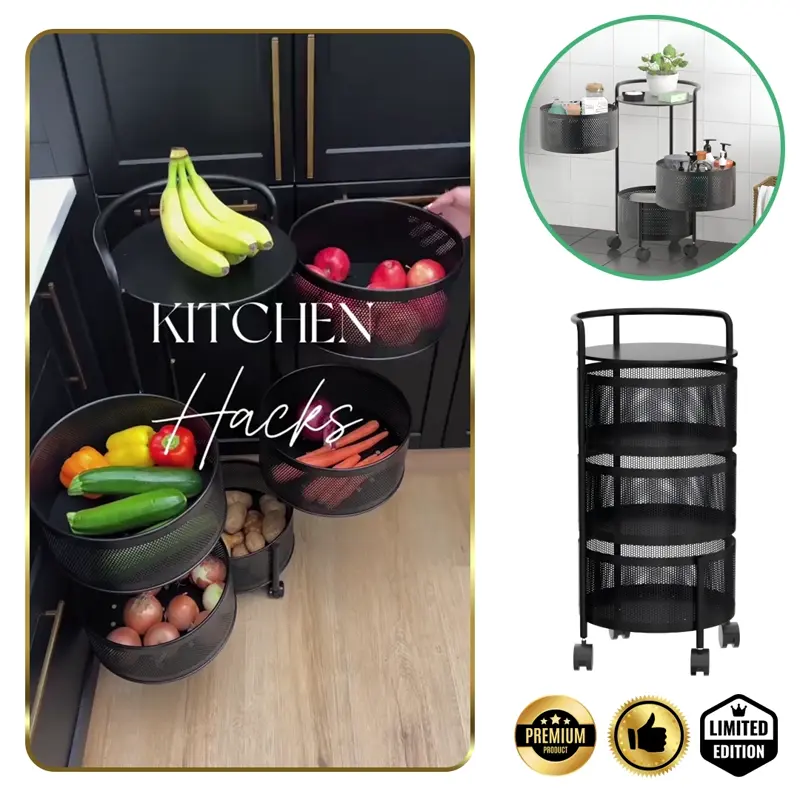 SpinRack™ - Rotirajući metalni organizator s 3 razine