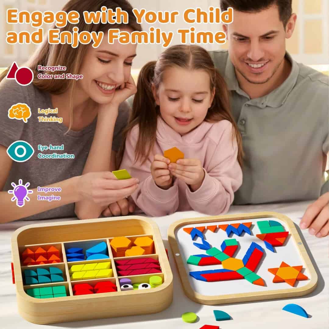 MosaicBox™ - Drveni Magnetni Tangram Set – 288 Komada - Slika 3